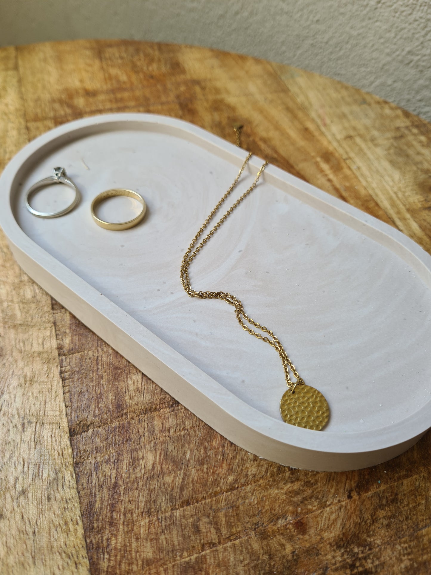 Luxe ovale schaal - beige marmer