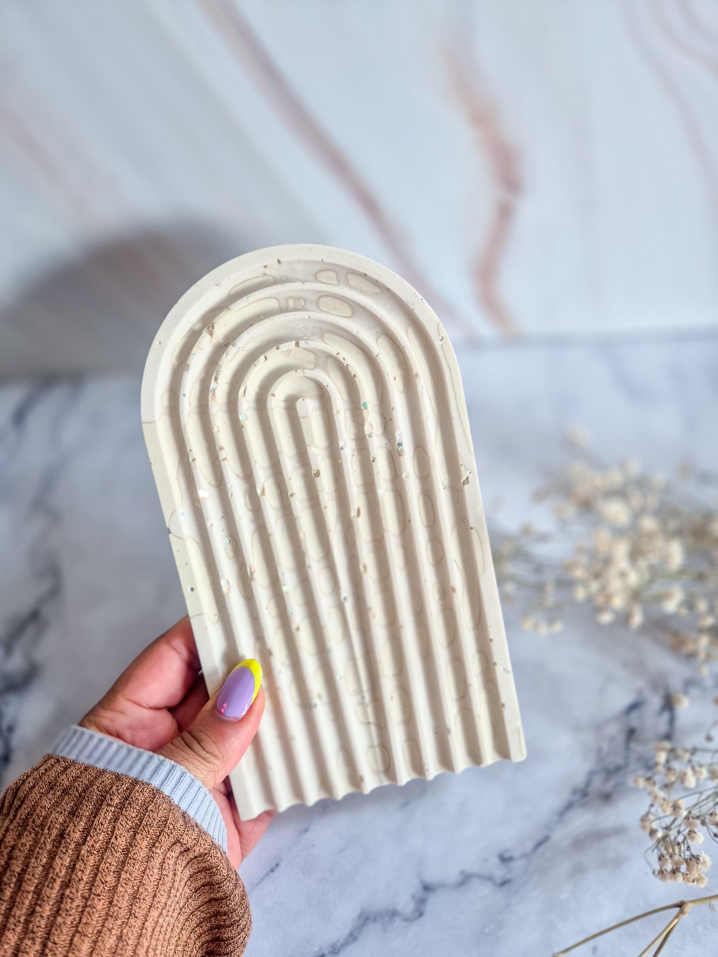 Regenboog ornament - onderzetter - Wit/creme glitter