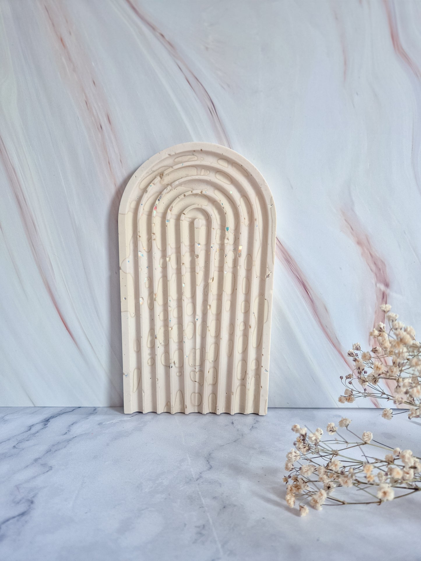 Regenboog ornament - onderzetter - Wit/creme glitter