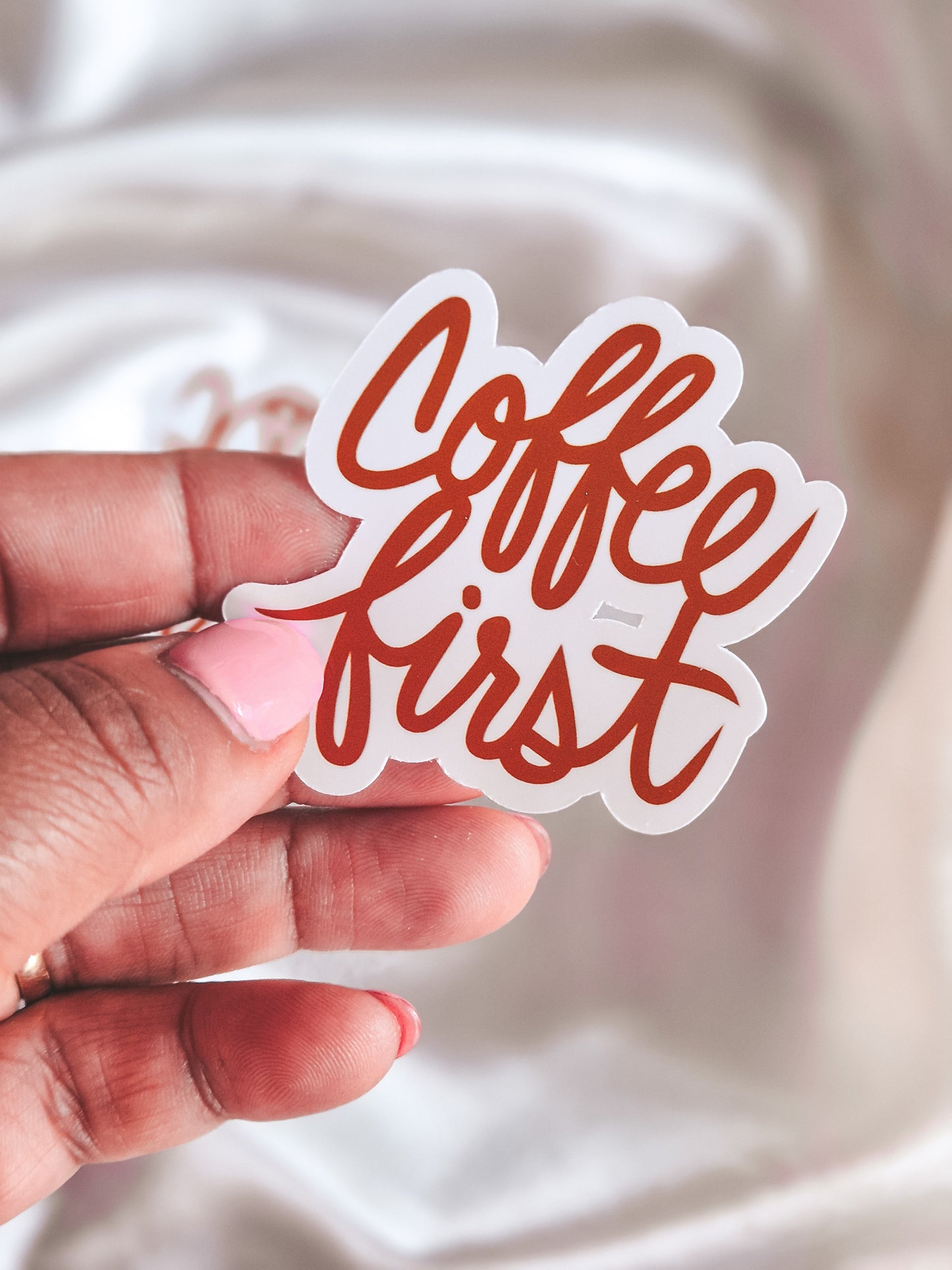 "Coffee First" sticker